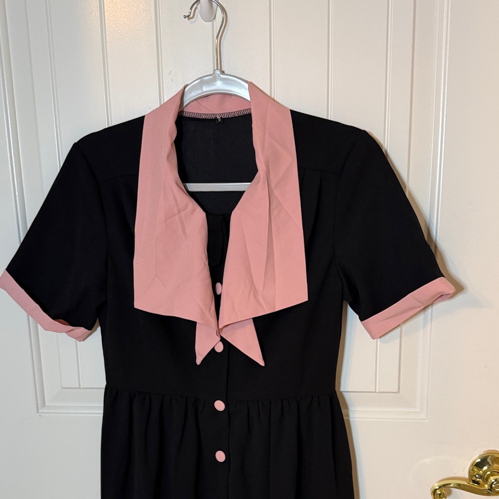 NWOT Elegant Black and Pink Midi Dress - Picture 2 of 7